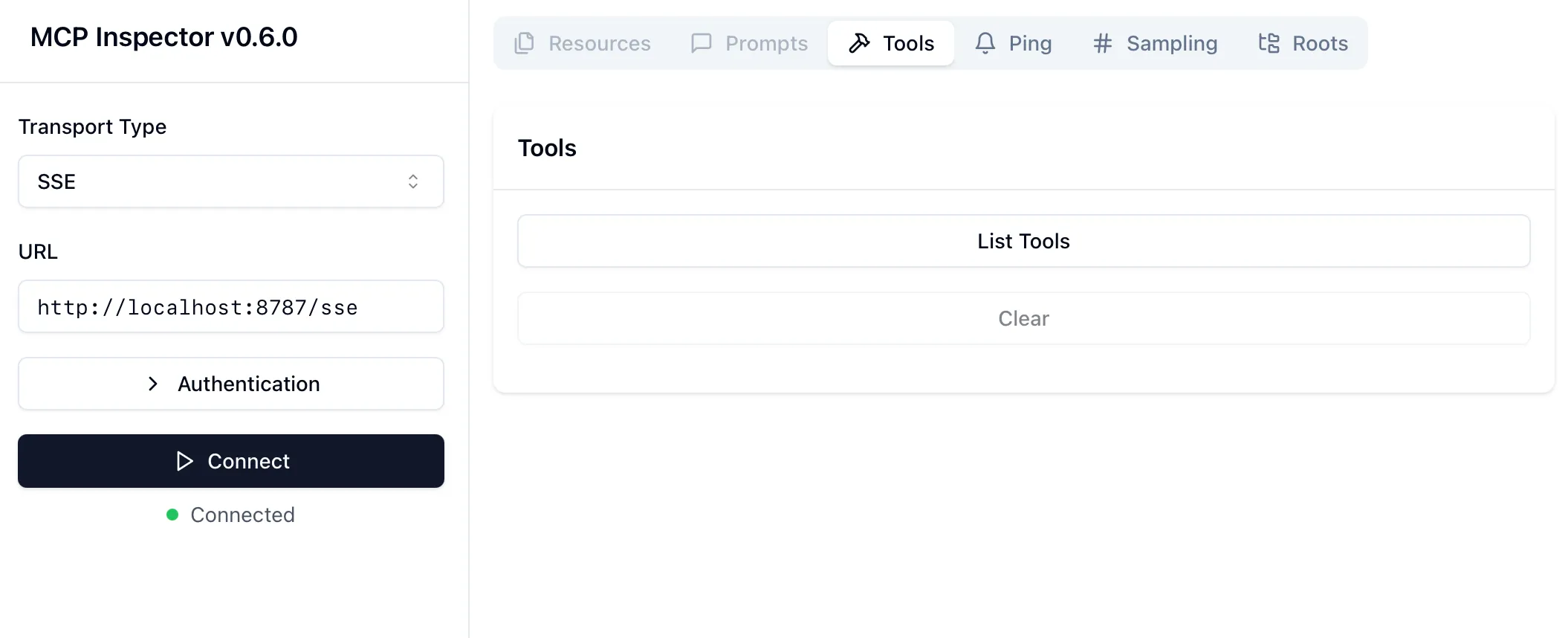 MCP inspector — 已认证